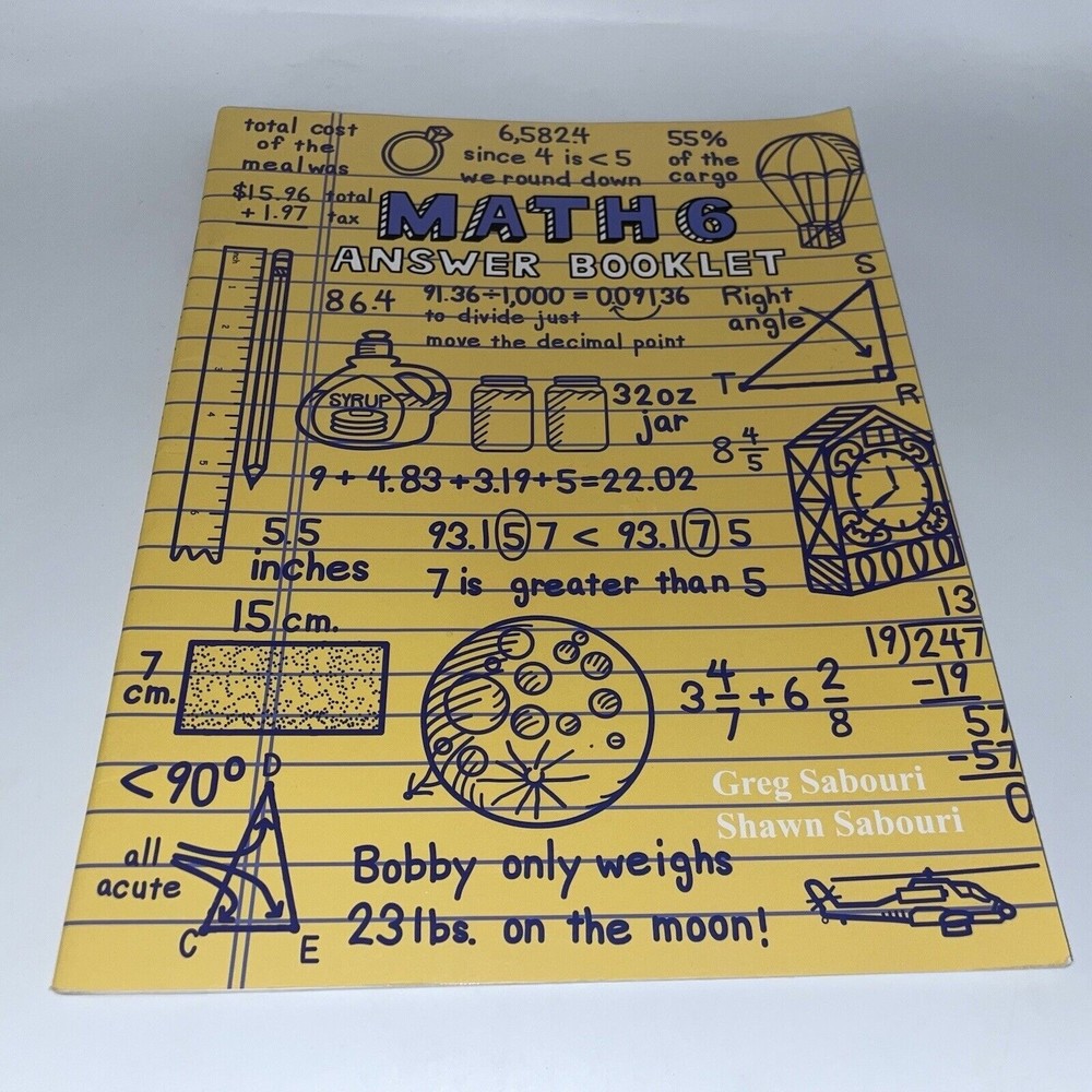 MATH 6 Teaching Textbooks Answer Booklet Only Greg Sabouri Homeschool Curriculum